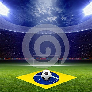 Soccer staduim, Brazil flag