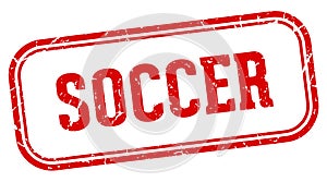 soccer stamp. soccer rectangular stamp on white background