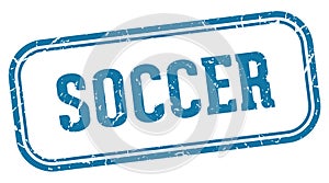 soccer stamp. soccer rectangular stamp on white background