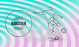 Soccer striker, back view. Vector outline of Football player sport illustration