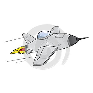 Fighter airplane droping bombs