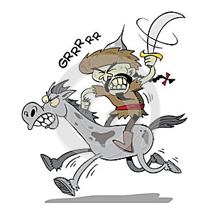 Attack of the mongol warrior with big sword