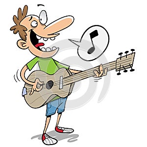 Young man playing a quitar and singing
