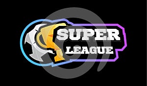 Soccer super League emblem. Vector sport european football or soccer logo emblem