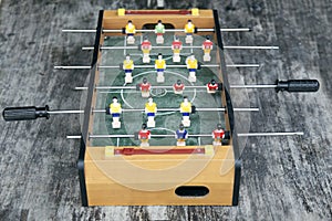 Soccer table game. Boy toy sport game concept.