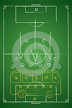 Soccer tactic table. Defensive. Bus tactic.