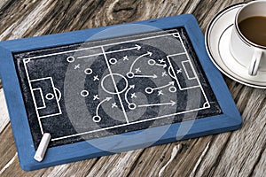 Soccer tactics on blackboard