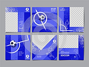 Soccer Template design , Football banner, Sport layout design, Blue Theme, vector