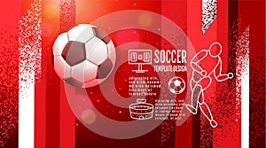 Soccer Template design , Football banner, Sport layout design, Red Theme, vector