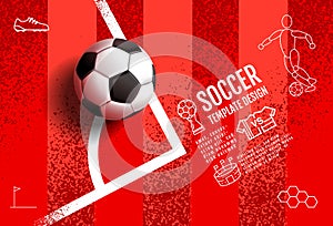 Soccer Template design , Football banner, Sport layout design, Red Theme, vector