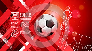 Soccer Template design , Football banner, Sport layout design, Red Theme, vector