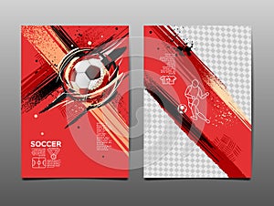 Soccer Template design , Football banner, Sport layout design, Red Theme, vector