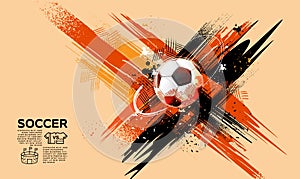 Soccer Template design , Football banner, Sport layout design, Sketch, Drawing, vector ,abstract background, orange