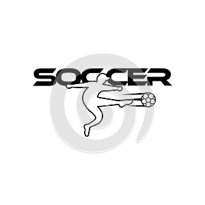 Soccer vector illustration of a silhouette soccer or football player isolated on white background