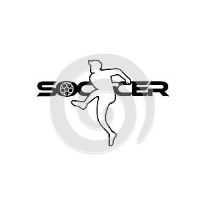 Soccer vector illustration of a silhouette soccer or football player isolated on white background