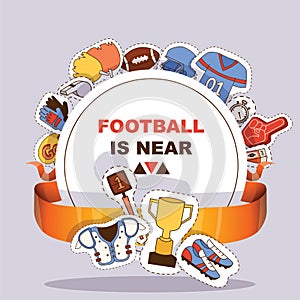 Soccer vector soccerball sticker football pitch and sportswear of footballer or soccerplayer illustration backdrop