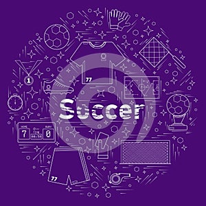 Soccer white elements on purple