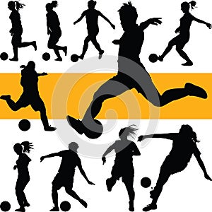 Soccer women silhouette. girl play soccer