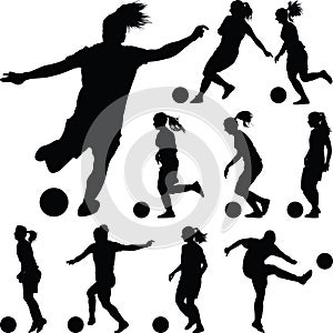 Soccer women silhouette. girl player