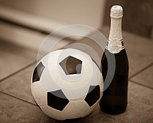 Soccerball and champagne photo