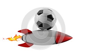 Soccerball goes fast attached to a rocket