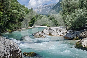 Soce river valley in Slovenian Alps