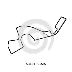 Sochi circuit, Russia. Motorsport race track vector map