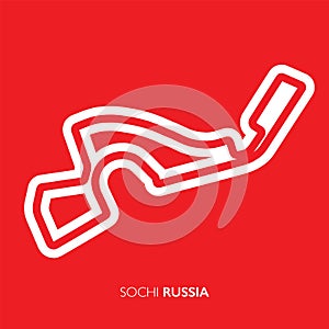 Sochi circuit, Russia. Motorsport race track vector map