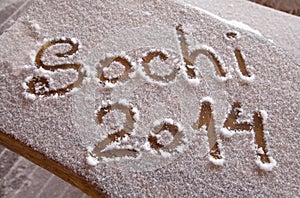 Sochi Olympics 2014 written on the snow with a finger