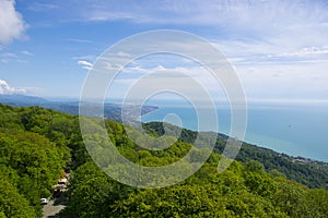 Sochi, Russia. Aerial view into the sea and mountain views