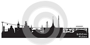 Sochi Russia city skyline Detailed silhouette photo