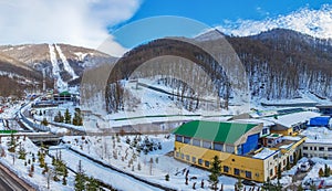 SOCHI, RUSSIA-JANUARY 3, 2017: Panorama of the Gazprom ski resort.