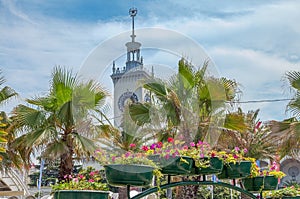 SOCHI, RUSSIA - JUNE 12, 2017: Tower of railway station.