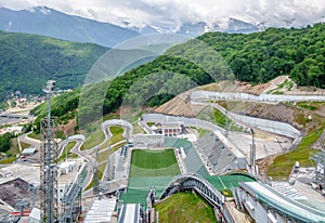 Sochi, Russia. Ski jumping at the 2014 Winter Olympics was held at the RusSki Gorki Jumping Center, Krasnaya