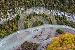 Sochi, Russia -  November 15, 2018: The longest pedestrian suspension bridge in the world in Skypark Aj Hackett Sochi