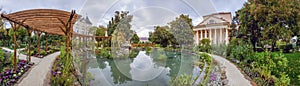 SOCHI, RUSSIA - NOVEMBER 20, 2017: Panorama of the New Square with a pond