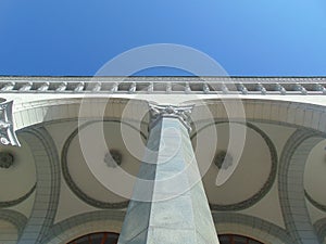 Sochi. Train Station. Elements of the architecture of the station building.
