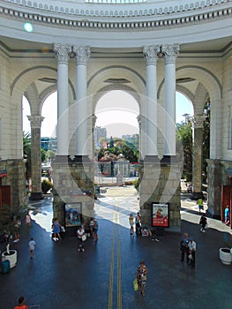 Sochi. Train Station. Elements of the architecture of the station building.