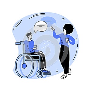 Social adaptation of disabled people abstract concept vector illustration.