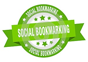 social bookmarking round ribbon isolated label. social bookmarking sign.