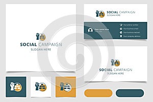 Social campaign logo design with editable slogan. Branding book and business card template.