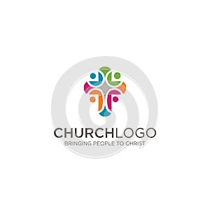 Social Church Group Logo colorful . Church logo. Christian symbols. People worshiped the Lord Jesus