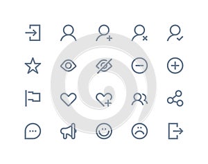 Social and communication icons. Line series