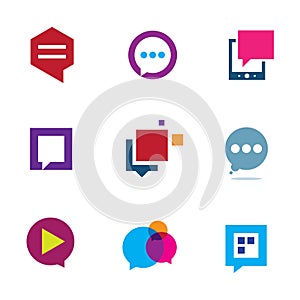 Social community share and interaction chat logo bubble message icon