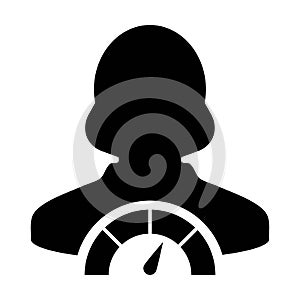 Social credit icon score meter vector female user person profile avatar symbol for in a glyph pictogram