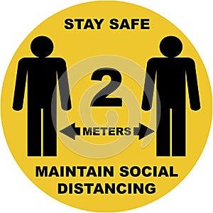 Social distance board, 2 meters, round shape for shops