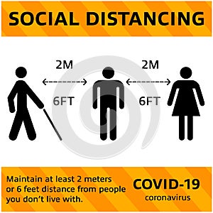 Social Distance Pictogram Notice to encourage people to practice social distancing  vector illustration