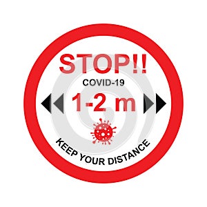 Social distance sign. Keep your distancing. the 1.5 meter distance. Coronovirus epidemic protective.