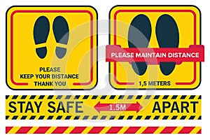 Social distancing avoid coronavirus covid19. Stay safe 1.5 meters apart. Please keep your distance.