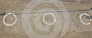 Social distancing circle mark drawn in front of the store in Chhattisgarh.